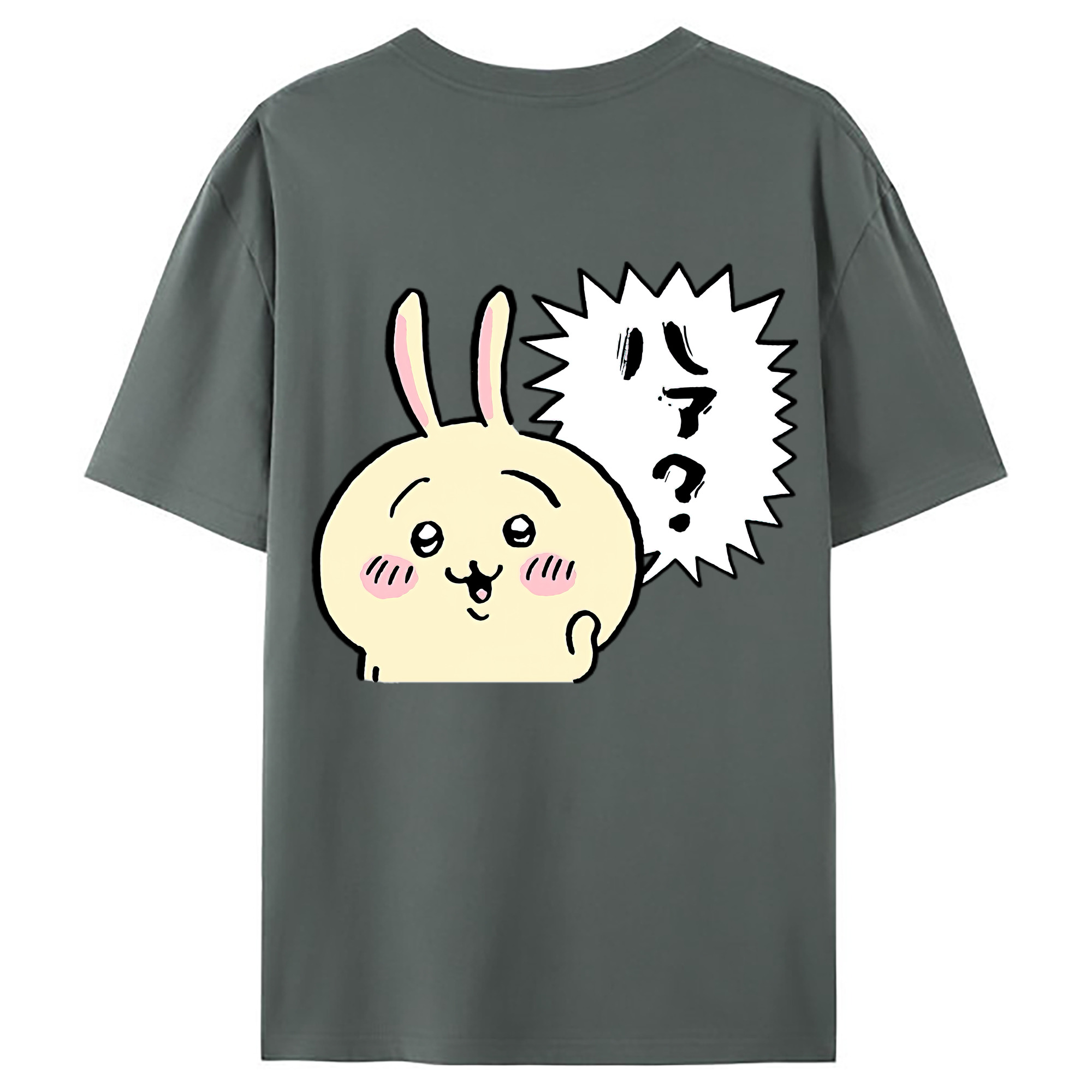 （画像用） ちいかわ うさぎ Chii-kawa usagi 綿100％ メンズ半袖Tシャツ（バックプリント） 通気性